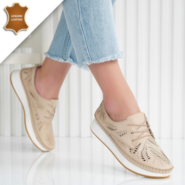 Обувки Flora Beige