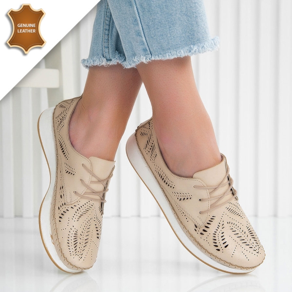 Обувки Flora Beige